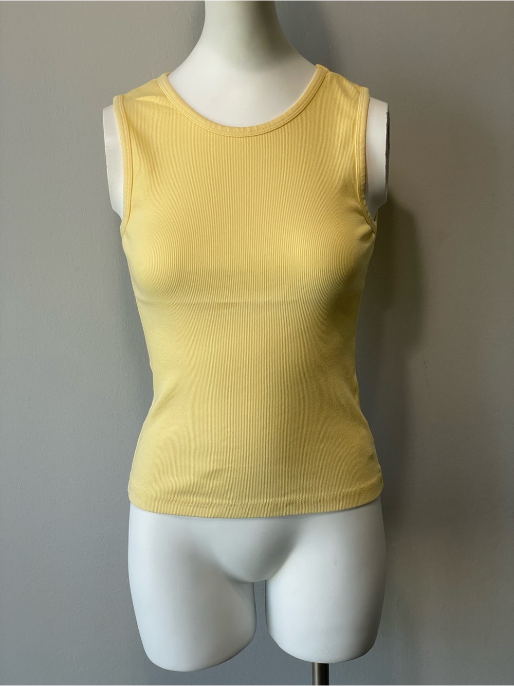 Hard Tail Ribbed Tank Top in Pale Yellow